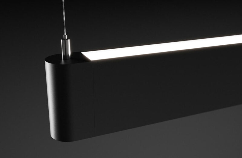 Camman Infinilite Relaunch - Product Close-Up Close-up rendered view of a Camman Infinilite linear lighting product against a black backdrop