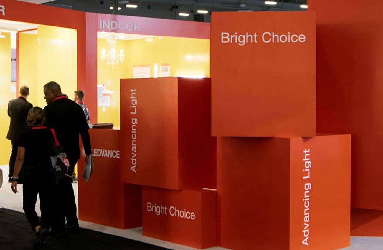 A large trade show booth exhibit at Lightfair