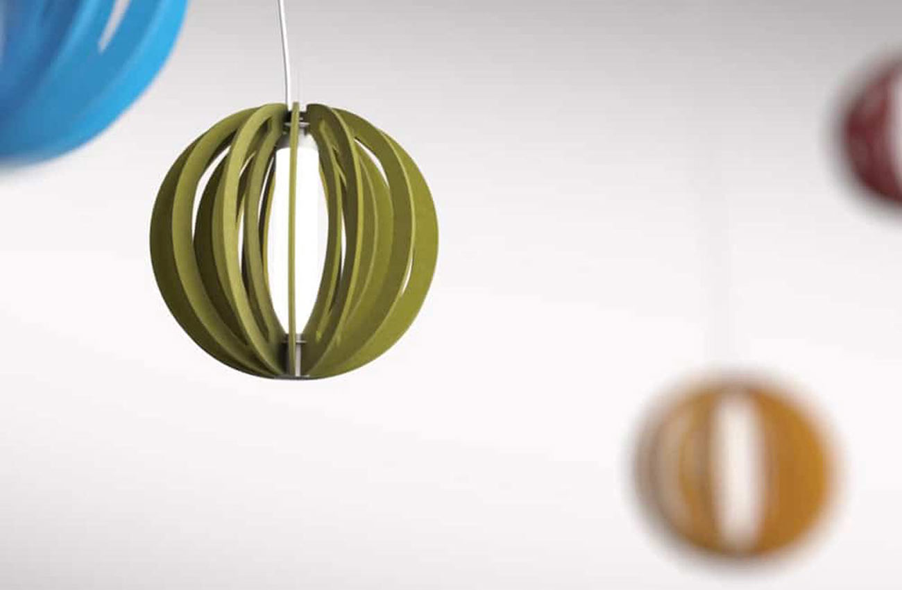 A rendering of multiple OCL Kwyet acoustic fixtures in variety of colors from the product launch video