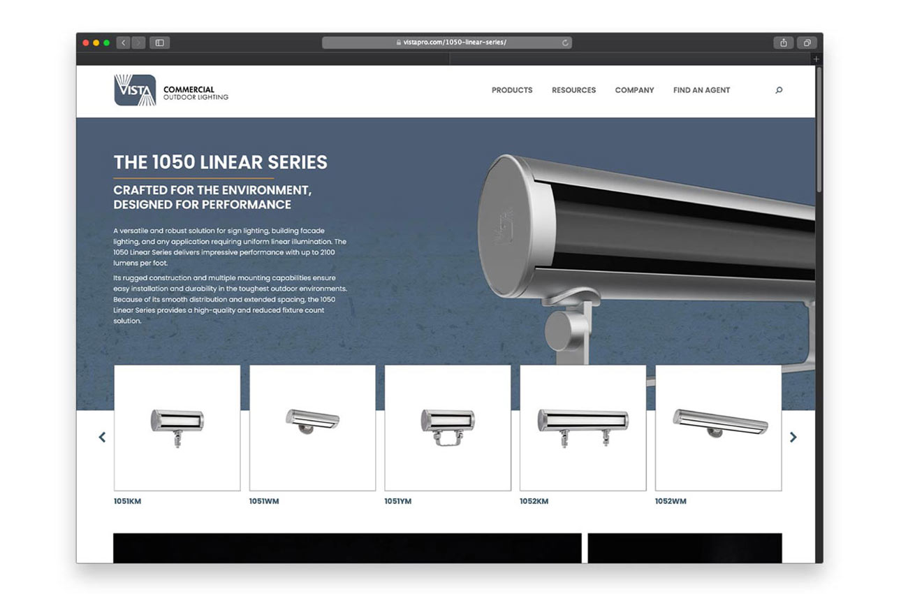 Vista 1050 Linear Series Launch - Web Page The Vista 1050 Linear Series web page