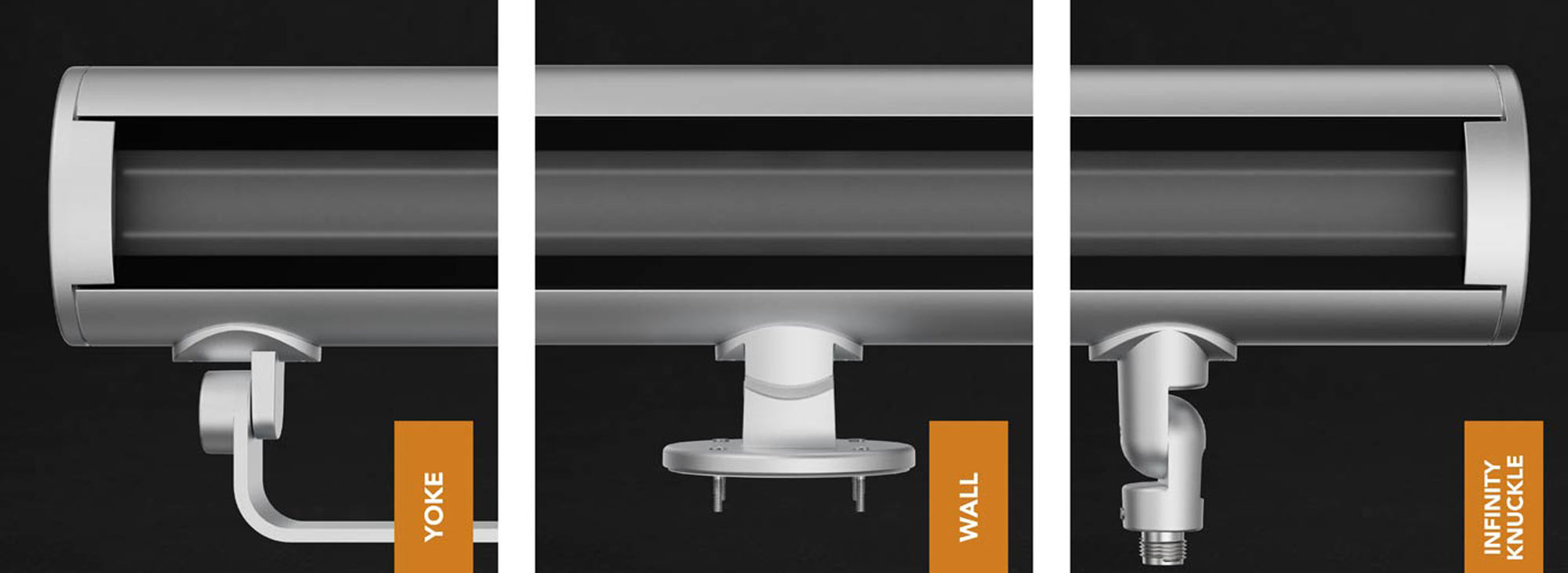 Vista 1050 Linear Series Launch - Mounting Types Yoke, wall, and infinity knuckle mounting options for the Vista 1050 Linear Series